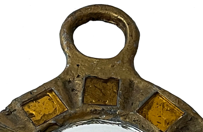 Petite metal mirror with glass inlays, atrributed to Irena Jaworska ( Line Vautrin School ) circa 1960