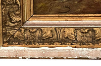 Charming small 19th Century French oil on board painting of chickens signed Jacques