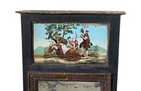 Charming, early 19th Century French trumeau mirror with original reverse painting depicting Cupid and Adonis by a sleeping Venus