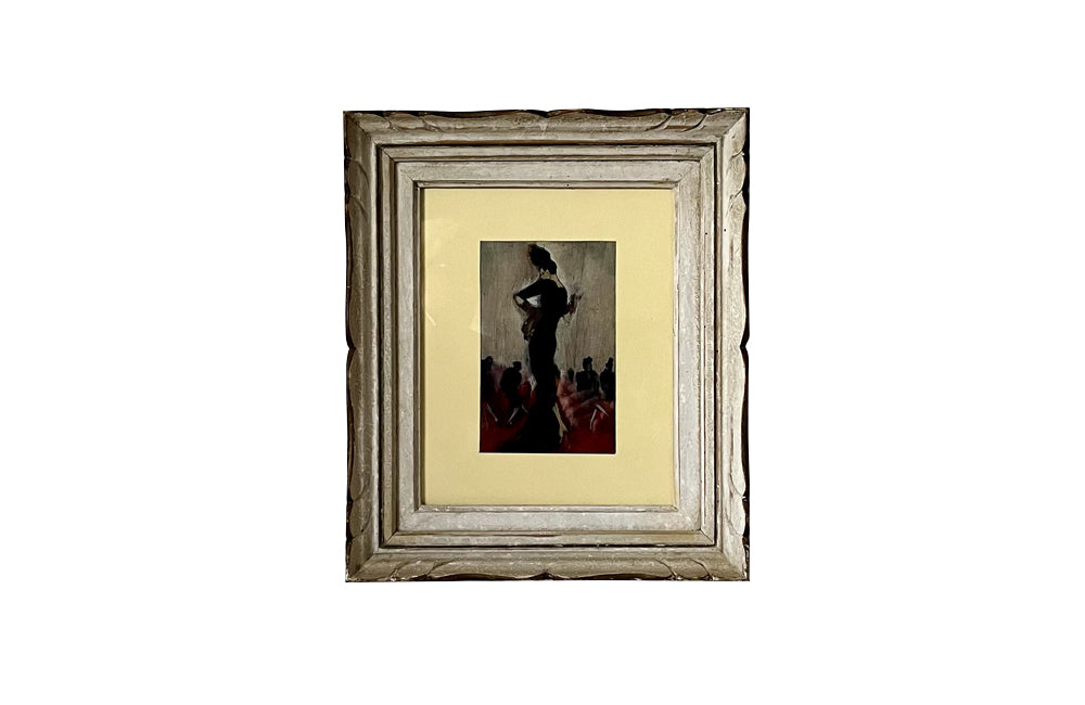Mid-Century French Figurative Painting on Havana Cigar Box Lid