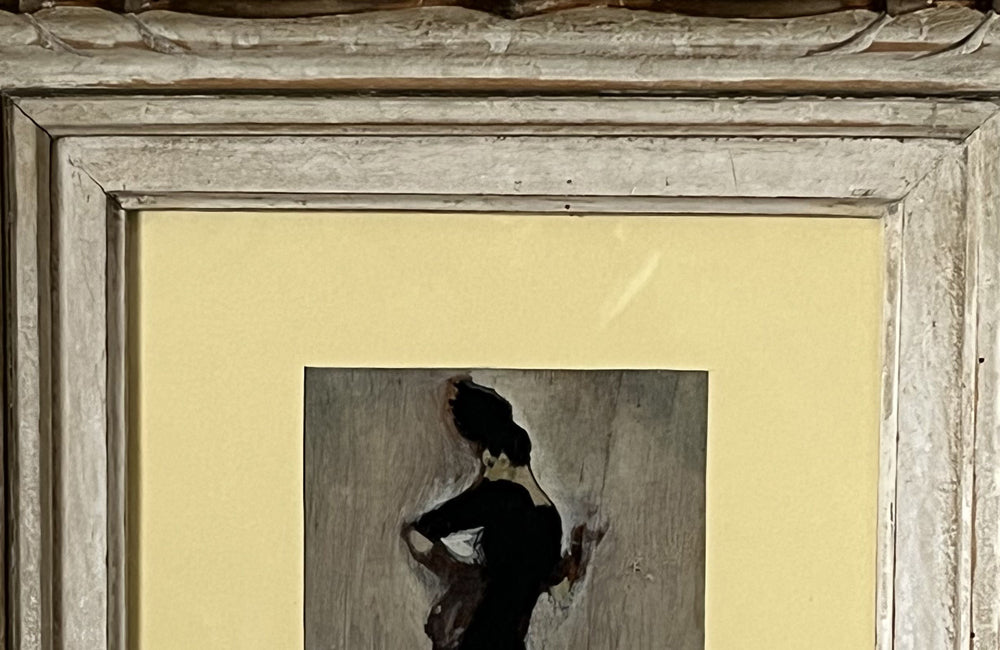 Mid-Century French Figurative Painting on Havana Cigar Box Lid