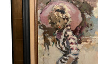 20th Century French oil on board painting, 'L'Averse' (The Downpour) in a gilt frame by Pierre Grisot