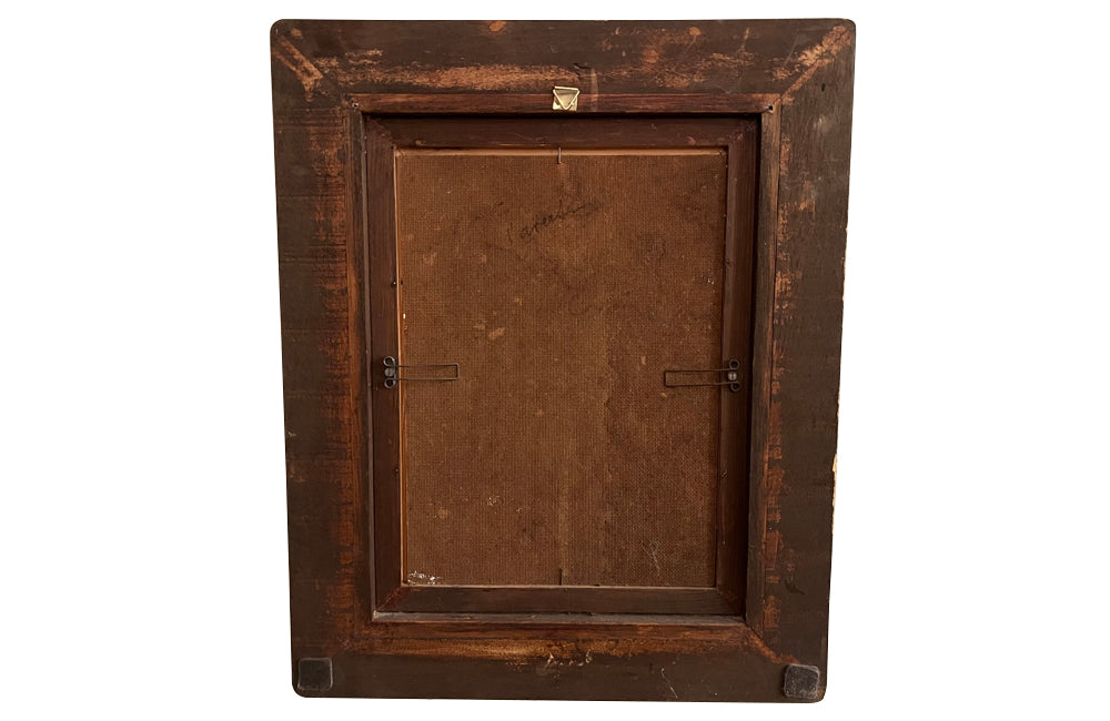 20th Century French oil on board painting, 'L'Averse' (The Downpour) in a gilt frame by Pierre Grisot