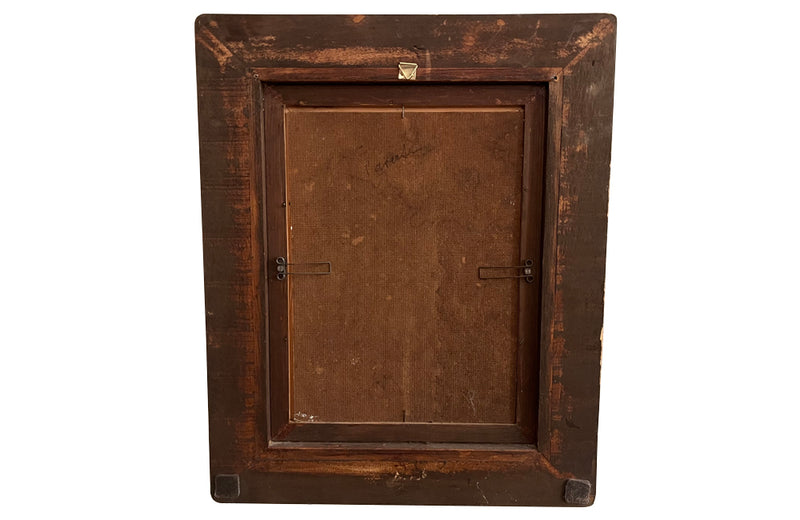 20th Century French oil on board painting, 'L'Averse' (The Downpour) in a gilt frame by Pierre Grisot