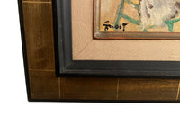 Framed painting of a cafe scene on the Champs Elyses, Paris by Pierre Grisot