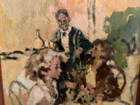 Framed painting of a cafe scene on the Champs Elyses, Paris by Pierre Grisot