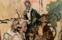 Framed painting of a cafe scene on the Champs Elyses, Paris by Pierre Grisot