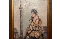 Small framed painting of a fashionable lady in Place Vendome, in Paris
Signed by the artist to the upper right and dated 1953