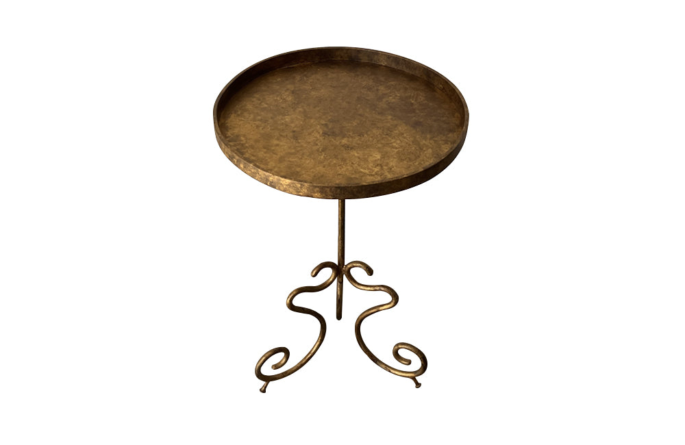  Spanish, Mid-Century gilt iron cocktail martini table - mid century side table - AD & PS Antiques