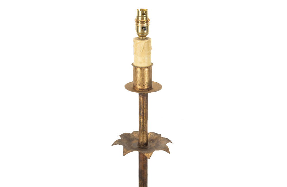 1950's Spanish gilt iron floor lamp - Mid century lighting