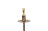 Mid 20th century Spanish gilt iron floor lamp with ring stem terminating on curved tripod base with arrow point feet.