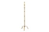 Mid century floor lamp gilt iron with ringed decorative stem on a tripod. Spanish. Mid century lighting