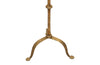 Mid century floor lamp gilt iron with ringed decorative stem on a tripod. Spanish. Mid century lighting