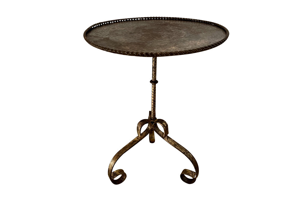 Large Mid-Century Spanish Gilt Iron Martini or Cocktail Table