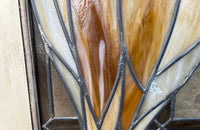 20th century stained glass panel doors. Art Nouveau revival. French antiques.