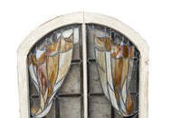 20th century stained glass panel doors. Art Nouveau revival. French antiques.