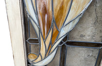 20th century stained glass panel doors. Art Nouveau revival. French antiques.