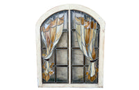 20th century stained glass panel doors. Art Nouveau revival. French antiques.