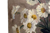 French signed still life painting of daisies in a jug on a round table