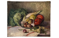 Beautiful early 20th century, oil on canvas painting of vegetables.