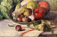 Beautiful early 20th century, oil on canvas painting of vegetables.