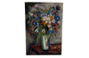 20th Century French unframed oil on canvas painting of a colourful bouquet of wildflowers in a glass vase signed by the artist L. Nuequelman 