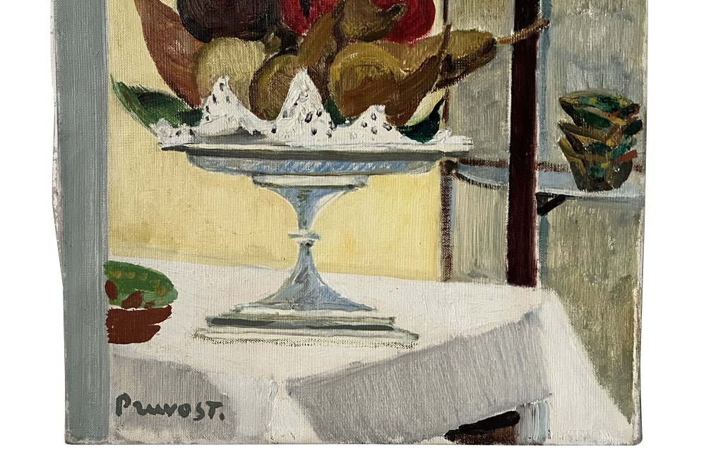 Mid-Century French Still Life Painting with Fruit by Pierre Pruvost