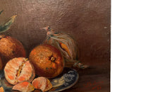 FRENCH STILL LIFE PAINTING OF CLEMENTINES AND FLOWERS