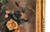 Framed still-life oil on canvas painting of Roses in a Green Vase signed by the artist to the lower left, Picart Le Doux.