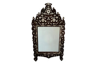 Very pretty late 19th or early 20th Century Syrian mirror with mother of pearl and bone floral and foliate decoration