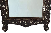 Very pretty late 19th or early 20th Century Syrian mirror with mother of pearl and bone floral and foliate decoration