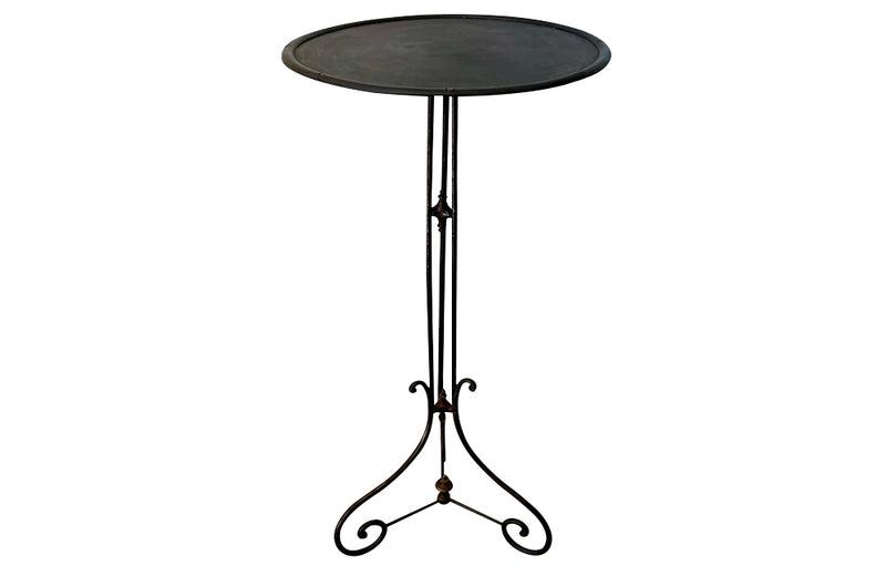 Tall late 19th Century ebonised iron side table sellette pedestal.