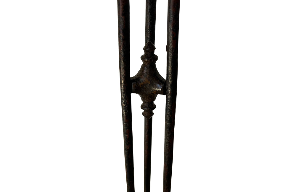 Tall late 19th Century ebonised iron side table sellette pedestal.