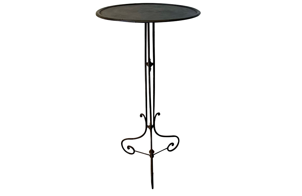 Tall late 19th Century ebonised iron side table sellette pedestal.