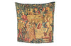 Antique tapestry wall hanging titled 'Le Pressage depicting wine pressing in XV Century Medieval times. French antiques