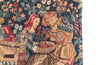 Antique tapestry wall hanging titled 'Le Pressage depicting wine pressing in XV Century Medieval times. French antiques