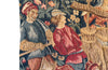 Antique tapestry wall hanging titled 'Le Pressage depicting wine pressing in XV Century Medieval times. French antiques