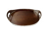  elegant and stylish oval silverplate and wooden tray by the design house Valmazan, Spain. 