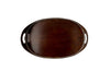  elegant and stylish oval silverplate and wooden tray by the design house Valmazan, Spain. 