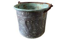 French copper tub with iron swing handle. Drainage holes for planter use. Early 1900s. AD & PS Antiques