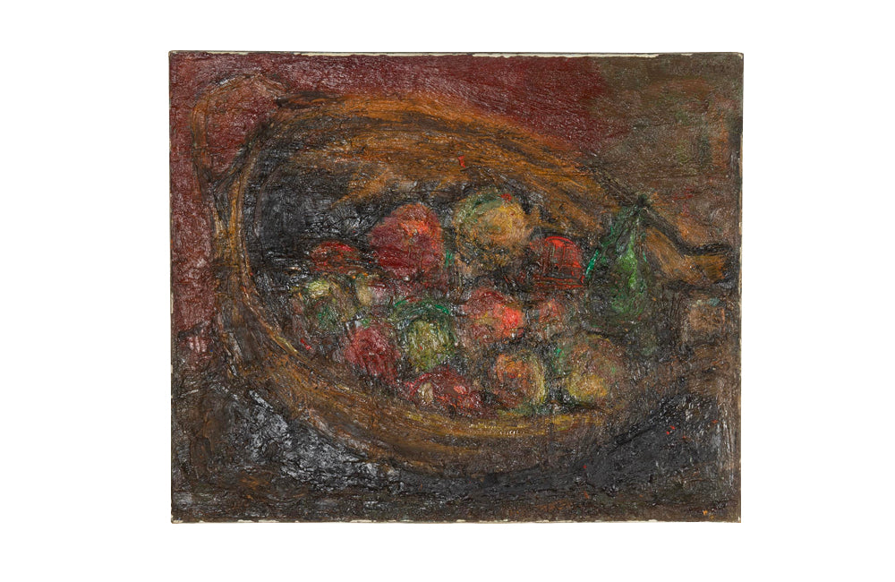 Vintage Oil Painting 'Still Life with Fruit' Mid 20th Century. 