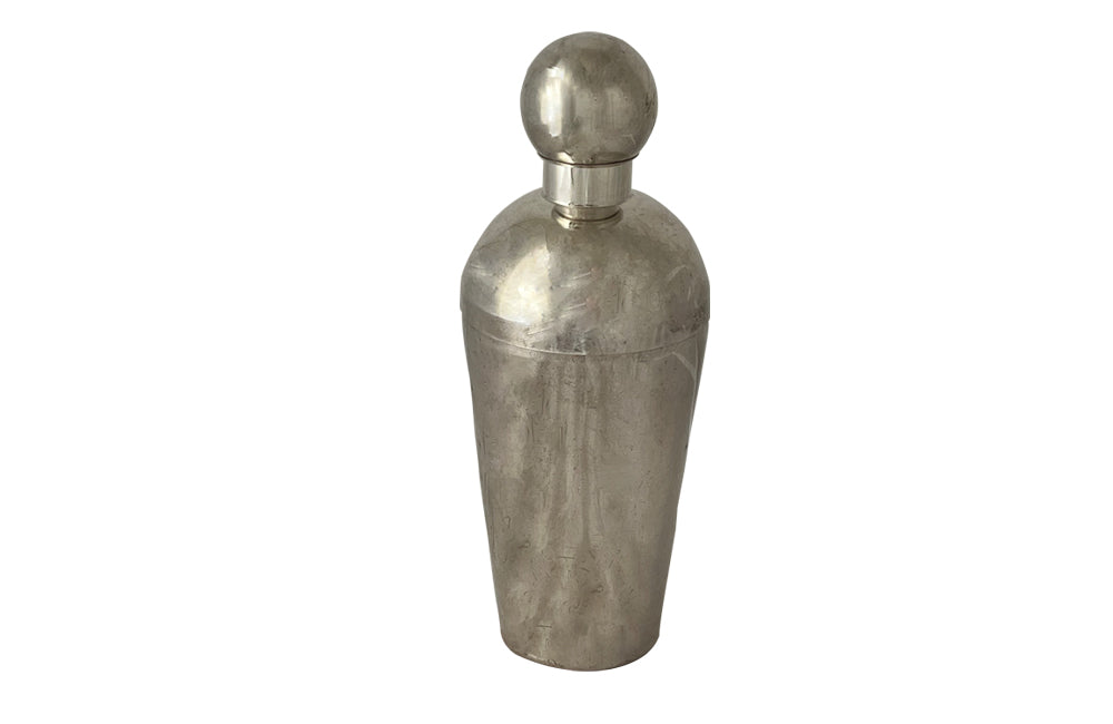 Silverplate Art Deco cocktail shaker stamped WMF [Württembergische Metallwarenfabrik] with usual ball top. 