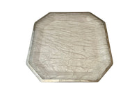 Mid Century Italian octagonal, clear lucite, ice effect tray with incorporated handles and chrome rim attributed to willy rizzo.