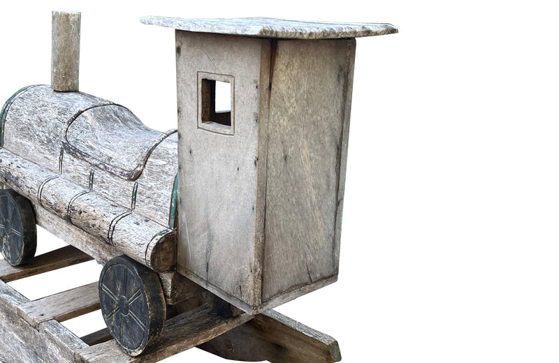 20th century 'Thomas' type tank engine rocker, of lovely weather worn wood 