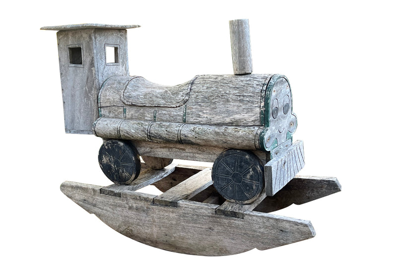 20th century 'Thomas' type tank engine rocker, of lovely weather worn wood 