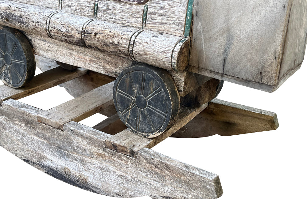 20th century 'Thomas' type tank engine rocker, of lovely weather worn wood 
