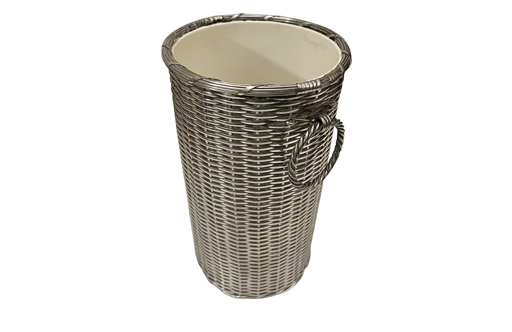 Mid-Century Italian Woven Silverplate Bottle Holder