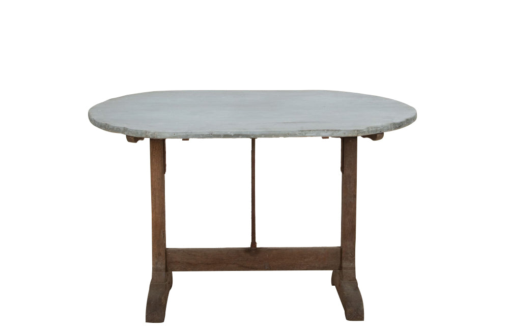 Antique table zinc top vineyard table French on an oak base. French antique furniture