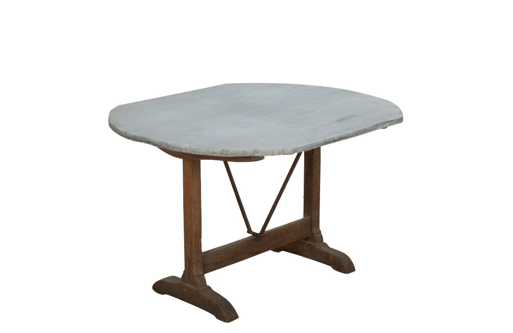 Antique table zinc top vineyard table French on an oak base. French antique furniture