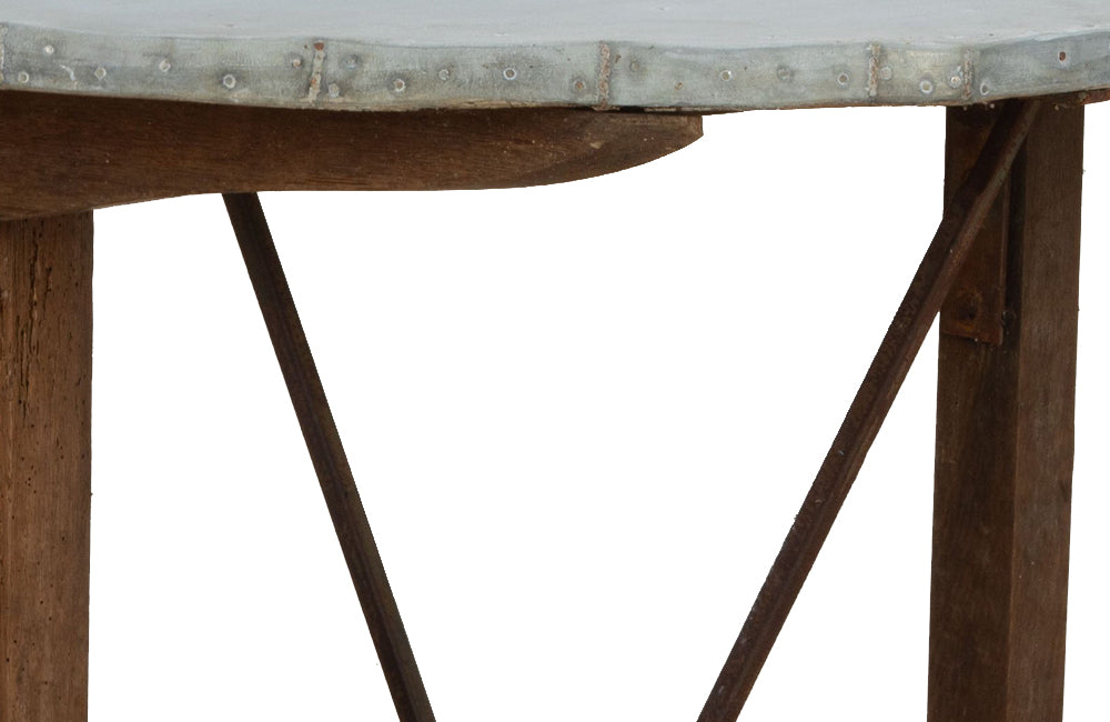 Antique table zinc top vineyard table French on an oak base. French antique furniture